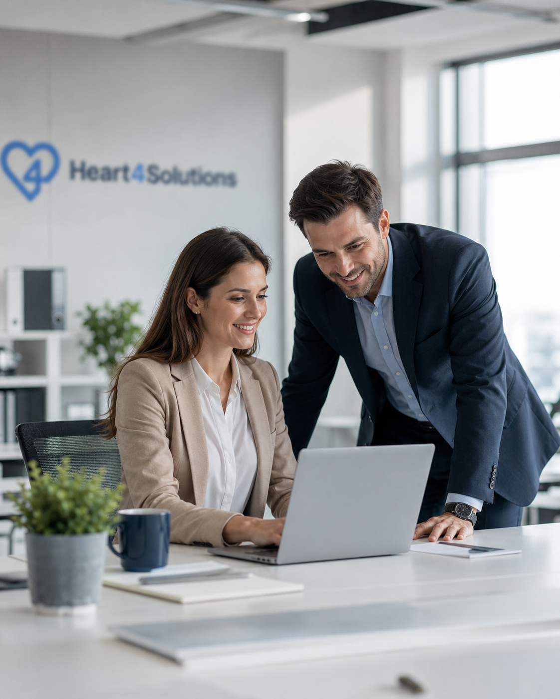Das Team von Heart4Solutions bei der Arbeit im Büro
